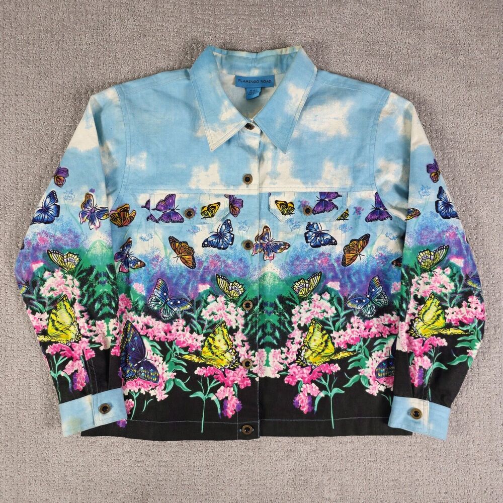 Vintage Flamingo Road Butterfly Trucker Jacket Bedazzled Womens‎ Size M